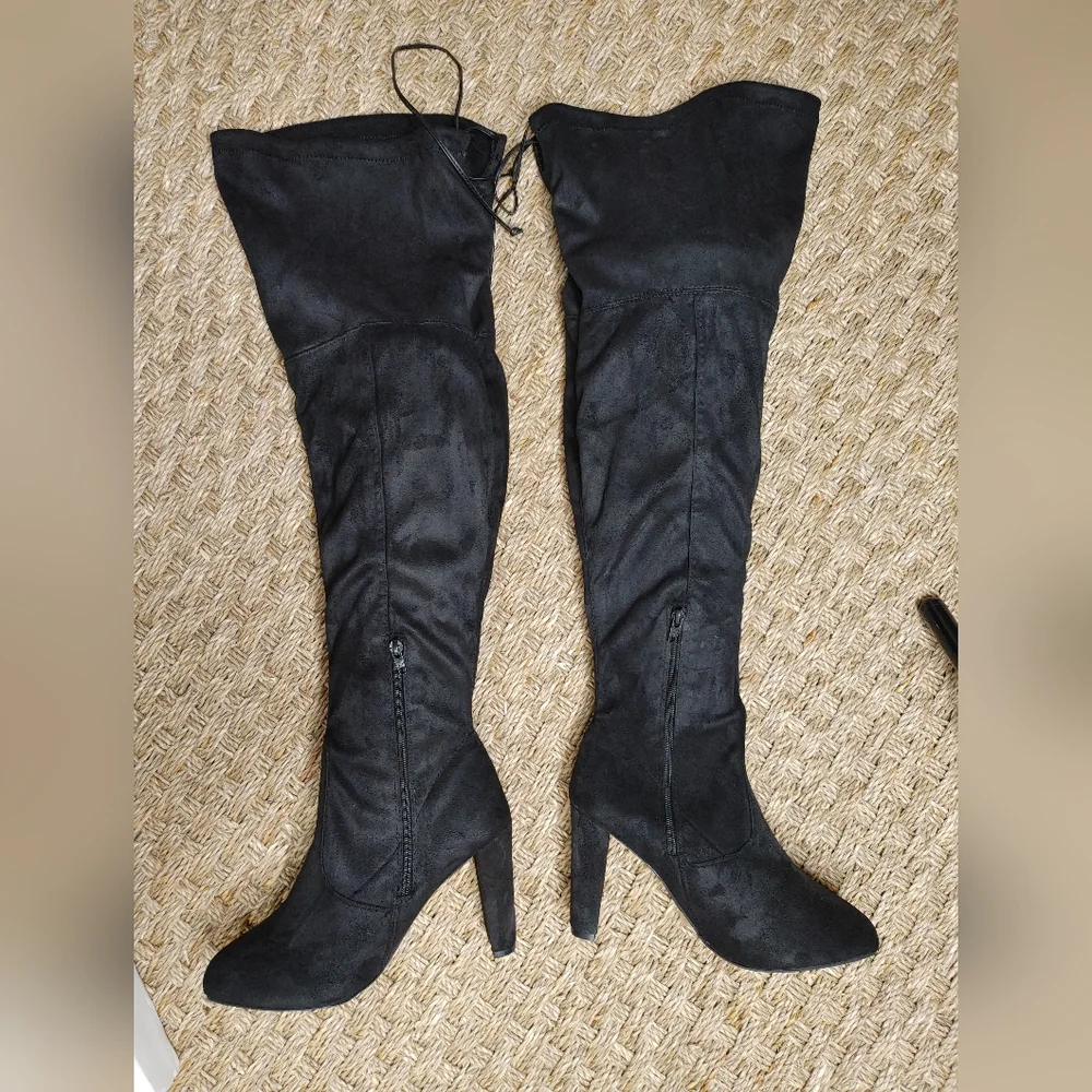 Wild Diva Faux Suede Over The Knee Boot, Black 8M
